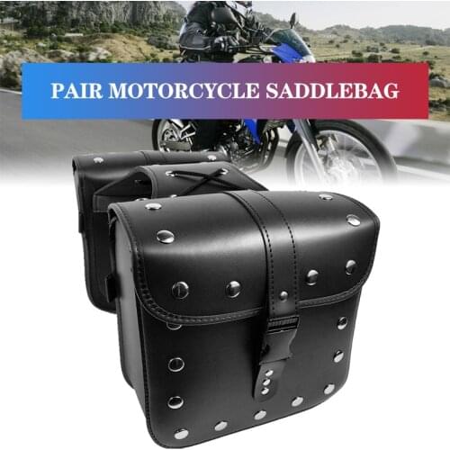 Pair Universal Motorcycle Saddle Bags PU Leather Saddlebags for Honda Shadow Suzuki Boulevard Sportster