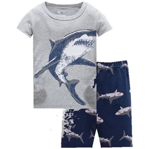 Boys 3D Shark Pajamas Sets Baby 100% cotton Short Sleeve Sleepwear Children Animal Nightwear Kids Pijamas Girls Cartoon Pyjamas