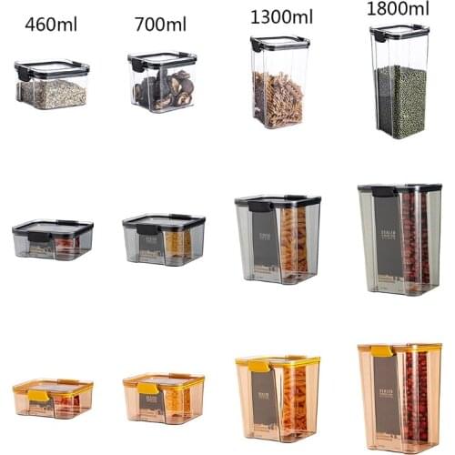 634E Clear Sealed Storage Box Kitchen Food Grain Plastic Container Stackable Square Nut Snack Tank Cans Organizer with Locks