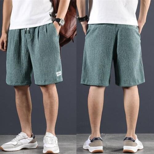 Men Short Pants Summer Ultra-thin Ice Silk Sport Style Elastic Waist Outdoor Male Pants Knee-length Fashion Bottoms Large Size