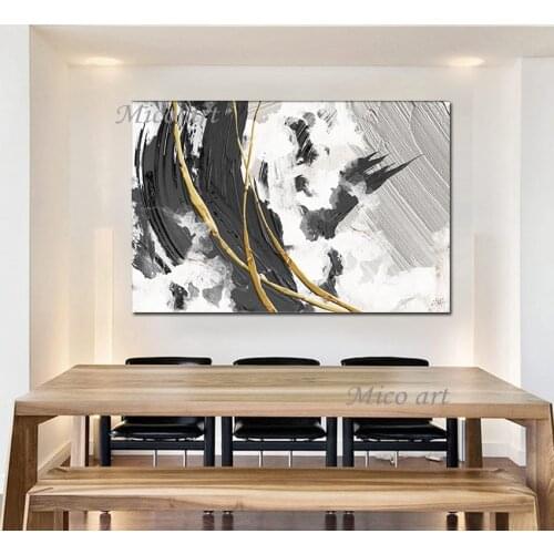 Modern 100% Handmade New Arrival Black And White Texture Design Oil Paintings Art Canvas Wall Art Oil Painting Wall Decor