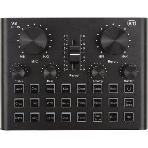 Mini External Sound Card Support BT Connection Volume Control Plug and Play High Performance Mutilfuctional for PC Smartphone