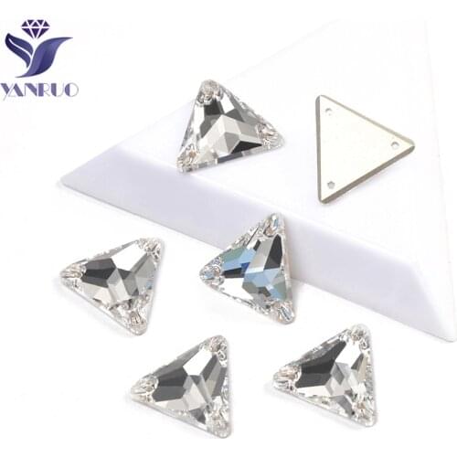 YANRUO 3270 Triangle Sewing On Rhinestones Cabachons Sew On Stones Flatback Cristal Stone On the Line Wedding Dresses