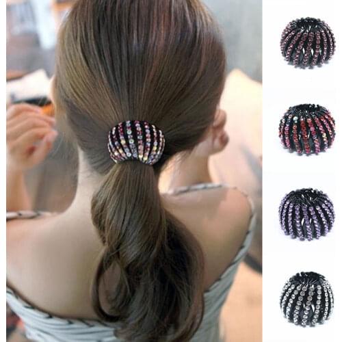 Crystal Bird Nest Hair Claw Rhinestone Bun Maker Curler Roller For Women Girls Fold Hair Clip Wrap Female Hair Accessories