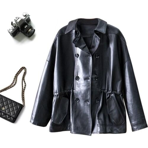 Womens Hot sale Trendy classic 2021 Women Genuine Sheep Leather Coat Fall / winter Trench Coat дубленка женская зимняя