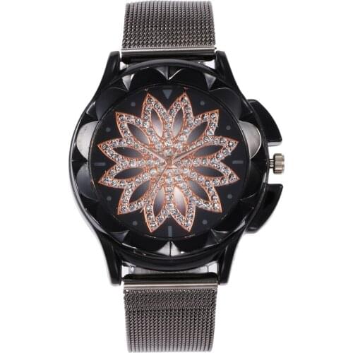 Fashion Rose Gold Flower Rhinestone Casual Luxury Watches Quartz Watch Women Girl Drop Shipping montre femme relogio feminino