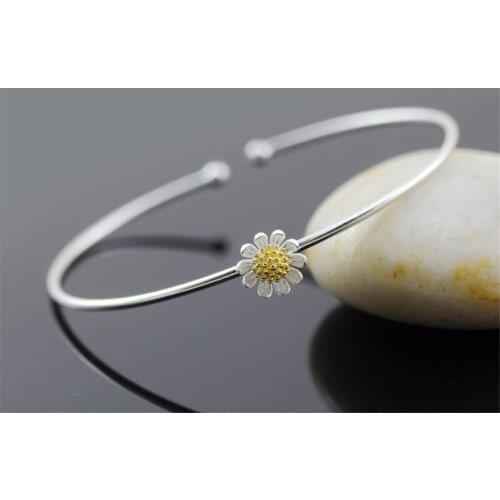 925 Sterling Silver Daisy Charm Bracelets & Bangles for Women Party Jewelry sl325