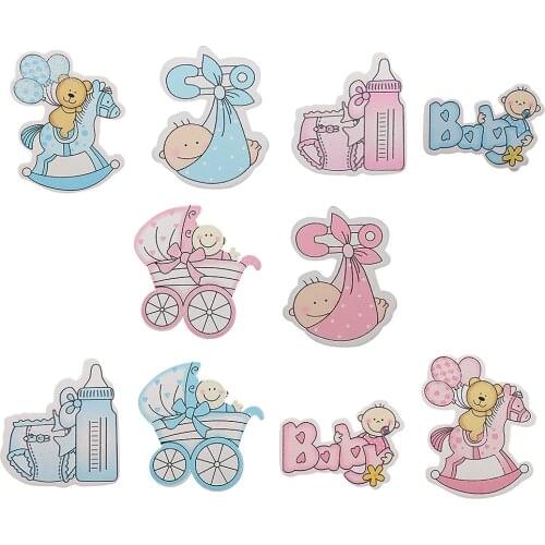 10pcs Wooden Infant Carriage Embellishments Card Making for Baby Shower Wedding Party Supplies Home Decoration DIY Favor Gift