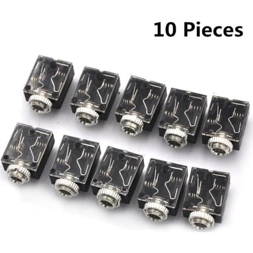 10pcs/lot 5 Pin Headphone Jack PCB Mount Female 3.5mm Stereo Jack Socket Connector Headphone Jacks