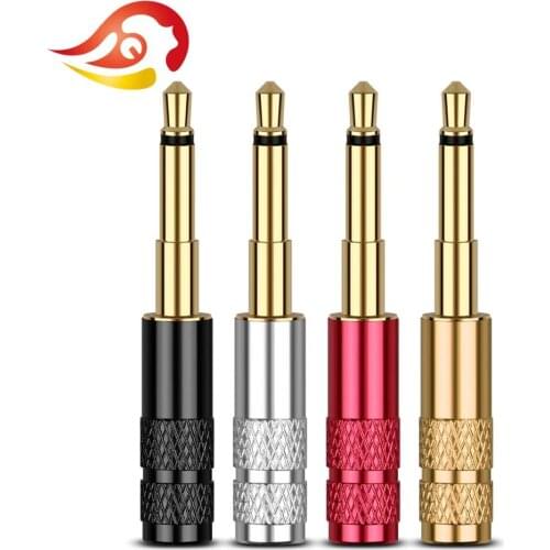 QYFANG 3.5mm 2 Pole Metal Adapter Gold Plated Copper Earphone Plug Headset Audio Jack Wire Connector For MM400 HiFi Headphone