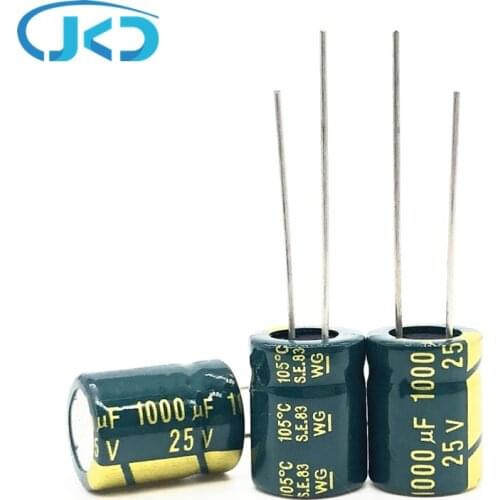 20pcs/lot high frequency low impedance 25v 1000uf 10x17mm aluminum electrolytic capacitor 1000uf 25v 25V1000uf 20