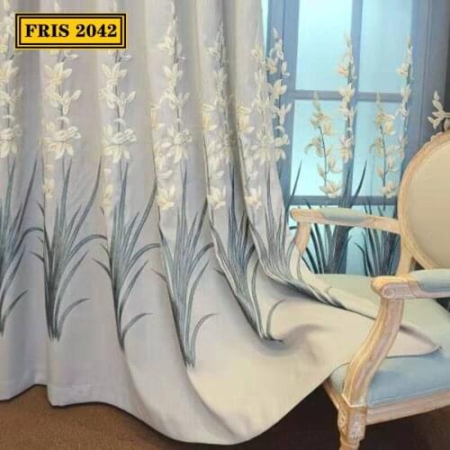 Bamboo Daffodil Embroidered Curtains, Window Screens, Blackout Curtains For Living Room And Bedroom