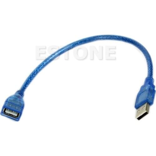 23cm Short USB 2.0 A Female To A Male Extension Cable Cord Blue