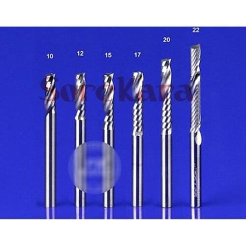 3.175*22mm Wood CNC Router Bits One Flute Spiral End Mills Carbide Milling Cutter Spiral Cutter Woodworking