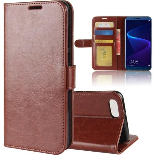 30pcs/lot R64 Wallet Leather Stand PU+TPU Cover Stand Case with card slot For Huawei Honor V10