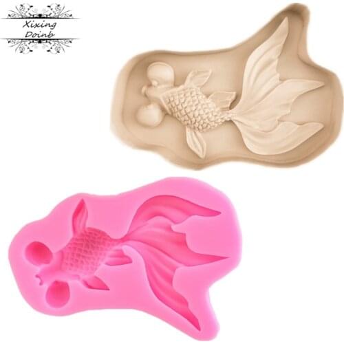 3D goldfish shaped silica gel mold chocolate cake pudding jelly silica gel mold DIY candy cake decoration tool