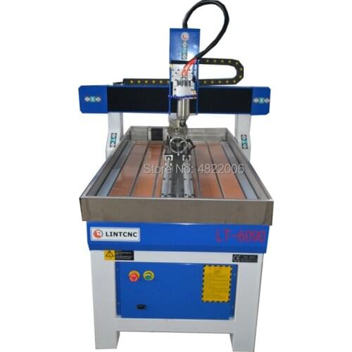 LINTCNC 6090 4 axis wood cnc router/metal cnc milling machine with water tank