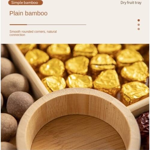 68UE Bamboo Wooden Divided Serving Tray with Clear Acrylic Lid Dried Fruit Platter