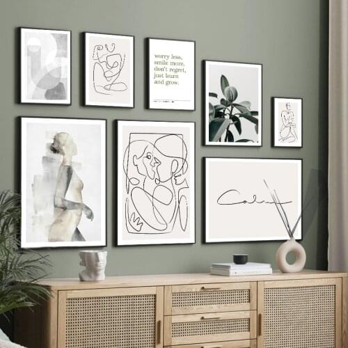 Abstract Lines Kiss Body Girl Indian Ficus Wall Art Canvas Painting Nordic Posters And Print Wall Picture For Couples Room Decor