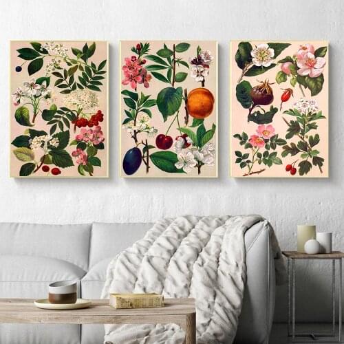 Antique Flowers Botanical Canvas Prints Living Room Wall Art Pictures Decor Retro Floral Plants Posters Vintage Painting Decor