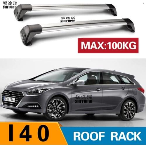 2 Pcs for HYUNDAI I40, 5-dr Estate, 2011-2020 Roof Bar Car Special Aluminum Alloy Belt Lock Led Shooting ROOF RACK CORSS Rack