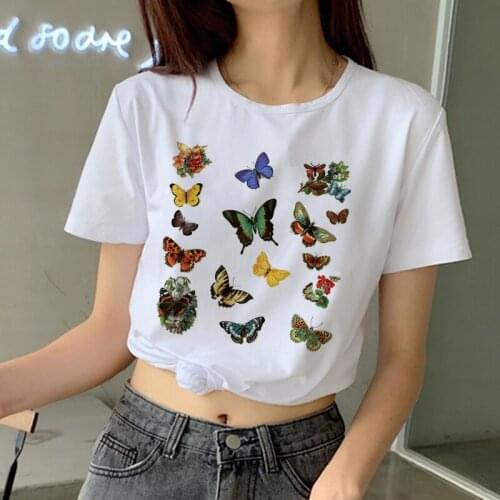 Butterfly Top T-shirt Women Harajuku Funny Graphic Summer Ladies Short Sleeve Casual Chic Aesthetic Clothes Tee Mujer Camisetas