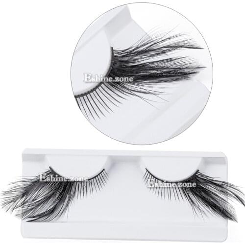 ICYCHEER Black Makeup Feather False Eyelashes Beauty Halloween Party Salon Dramatic VolumeEye Lash Makeup Beauty Extension Tools