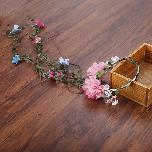 Haimeikang Bridesmaid Artificial Flower Head Wreath For Hair Floral headband Hair Accessories Flower Crown Party Head Decoration