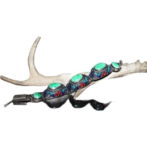 China Old Cloisonne Inlaid Jade Bracelet