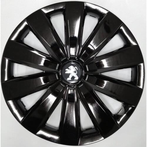 Car Wheel Rim Cover R15 Piano Bright Black Flexible Caps For Peugeot 15 inch 4pcs/set With Emblem 301 208 207 206 306 307 308
