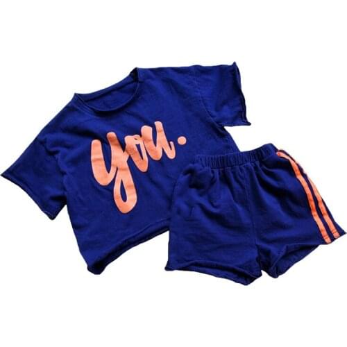 Baby Girls Clothes Sets Summer Letter Printed Girl Tops Shirts + Shorts Casual Kids Childrens Sport Suit 2 Pcs Teens Set CA932