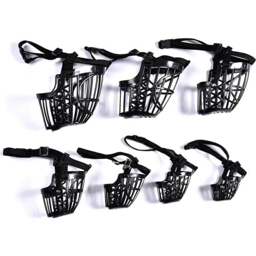 New Breathable 1Pcs No Bite Basket Pet Supplies Adjustable Muzzle Cages PE Dog Muzzle Cage Black Mouth Mesh Cover Dog Collar