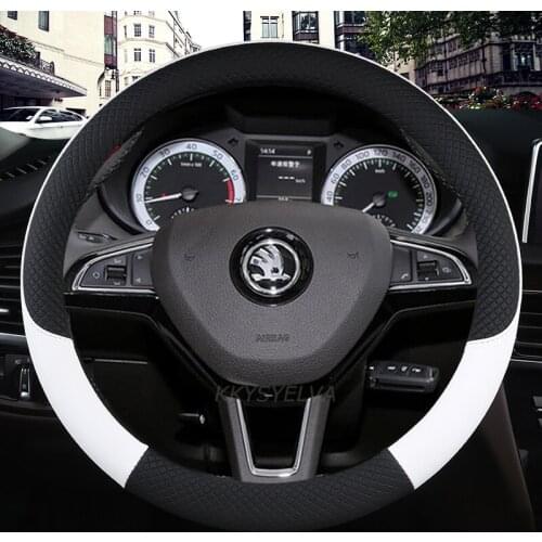 Leather Car Steering Wheel Cover for Skoda Octavia A5 A7 RS Octavia 2 3 Combi Auto interior Accessories