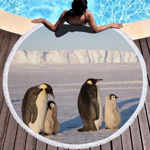 Cute penguin pattern Fringed beach towel Round beach towel luxury beach towel Sea beach towel Beach cover up Microfiber towel