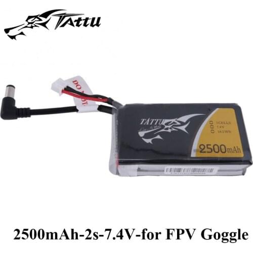 Tattu Lipo Battery 2s 2500mAh Lipo 7.4V FPV Goggle Battery for Fatshark Goggles HDO RC Tools Accessories FPV Parts