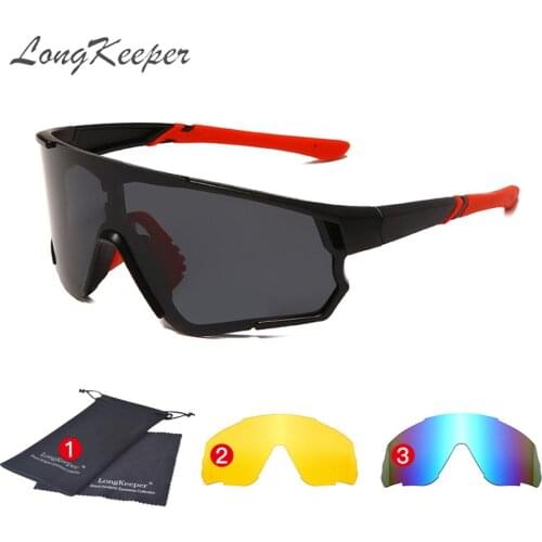 LongKeeper Classic Polarized Sunglasses Men Driving Sport One Piece Lens Goggle UV400 Oversized Mirrored Gafas De Sol Hombre