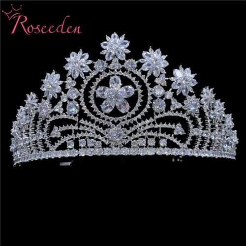 Mystic Clear Cubic Zircon Wedding Tiara Crown CZ Bridal Queen Princess Pageant Party Crown Hair Accessories Jewelry RE3638