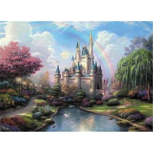 Dream Castle Painting By Numbers For Adults Natural Scenery Acrylic Peinture Pair Number Canvas Drawing Diy Landscape Decor Home