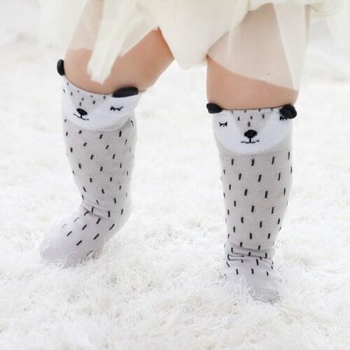 Unisex newborn socks cartoon fox design anti-slip knee high socks toddler boy/girls long socks children leg warmers/calcetines