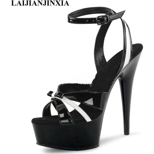 LAIJIANJINXIA New Fashion Star Shoes 15 Cm Womens High Heels Shoes Platform Sandals With Womens Shoes 6 inch High Heels Sandal