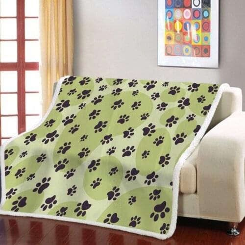 Dog Paw Sherpa Blanket 3D Print Cartoon Lovely Kawaii Weighted Blanket Nap Office Sofa Throw Blanket For Children Kids Blanket