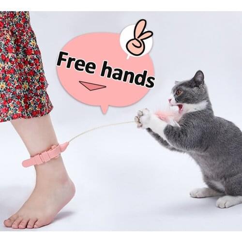 Pet Collar Funny Cat Toy Feather Teaser Stick Cat Bells Since Relieve Boredom Kitten Kick And Step Toys Game interactive collar