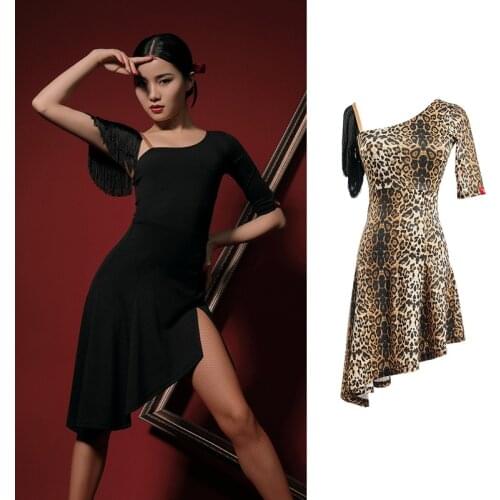 Latin Dance Dresses Women Sexy One-Shoulder Fringe Practice Clothes Rumba Tango Samba Salsa Cha Cha Competition Dress VO1449