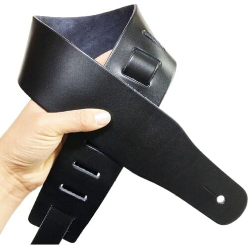 Cowhide Leather Guitar Strap Solid Color Electric Bass Universal Dark Punk Style Simple Creative Musical Instrument Accessories