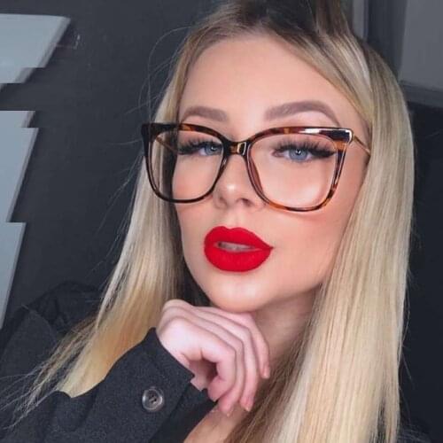 Sexy Leopard Spectacle Frame Square Glasses Frame Clear Lens Myopia Nerd Anti-blue Light Fake Designer Eyeglasses Frames Women