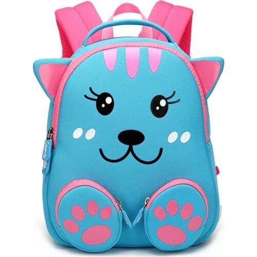 Fashion 3D Blue Cat School Bags for Girls Boys Lovely Animals Design Kids Backpacks Children Students Book Pouch Mochila Escolar