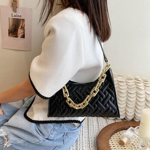 Underarm Bag Women Shoulder Bag Female Designer Baguette Handbag Purse Backpack Chain Fashion 2021 PU Leather Texture Zipper