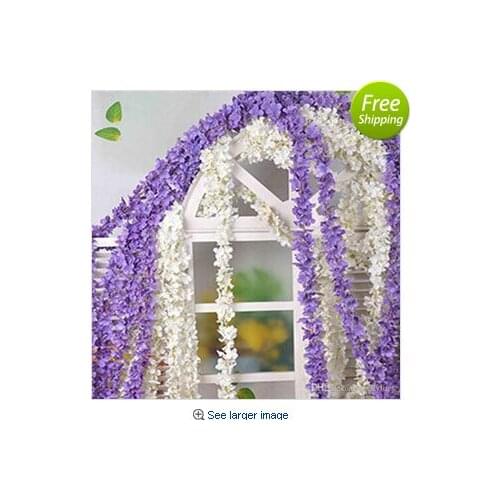 80"(200cm) Super Long Artificial Silk Flower Hydrangea Wisteria Garland For Garden Home Wedding Decoration Supplies 6 Colors Ava