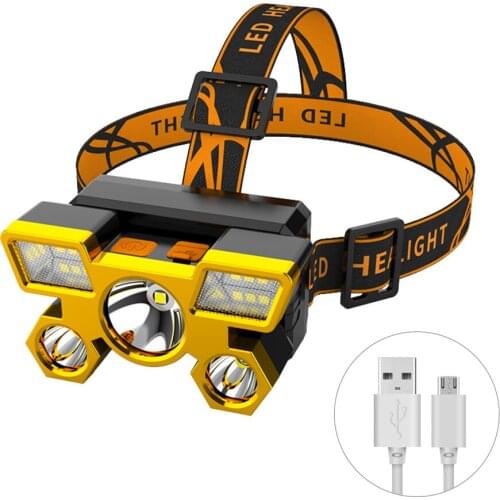 Super Bright LED Headlamp 4 Modes Built-in 18650 Battery USB Rechargeable Waterproof Headlight for Outdoor Camping Hunting