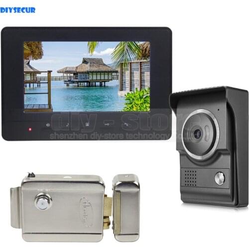 DIYSECUR 7inch Video Intercom Video Door Phone 700TV Line IR Night Vision HD Camera + Electric Lock for Home Office Factory